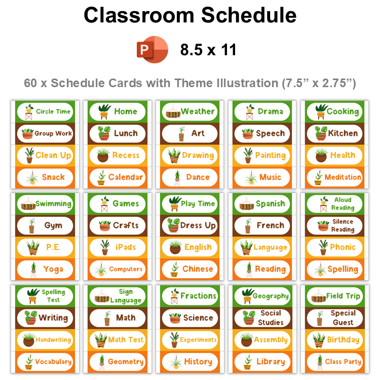 Classroom Schedule - Indoor Plants | Editable