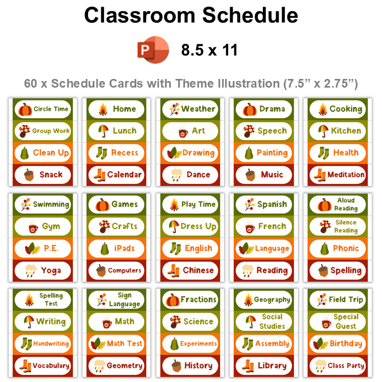 Classroom Schedule - Hello Fall | Editable