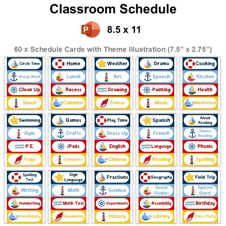 Classroom Schedule - Nautical | Editable
