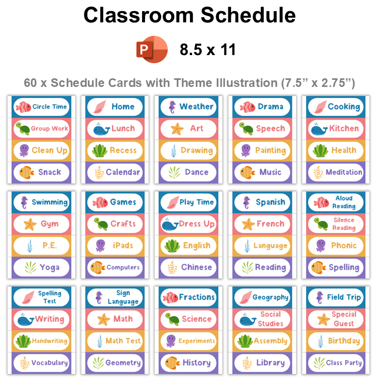 Classroom Schedule - Under the Sea | Editable