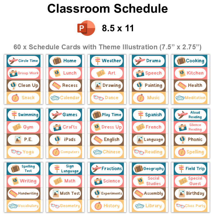 Classroom Schedule - Travel the World | Editable