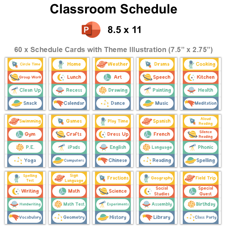 Classroom Schedule - Space | Editable