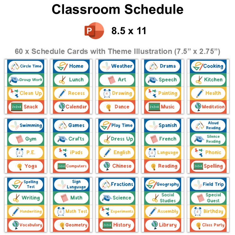 Classroom Schedule - School Supplies | Editable