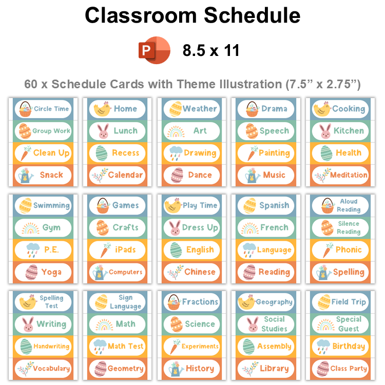 Classroom Schedule - Happy Easter | Editable