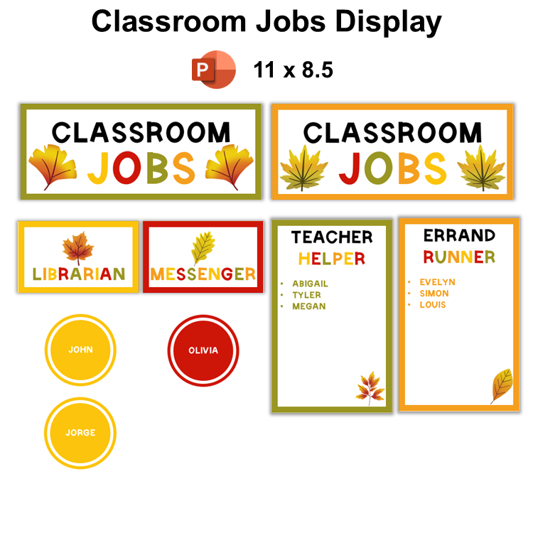 Classroom Jobs Display - Autumn Leaves | Editable