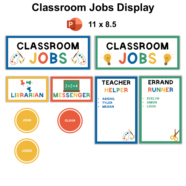 Classroom Jobs Display - School Supplies | Editable