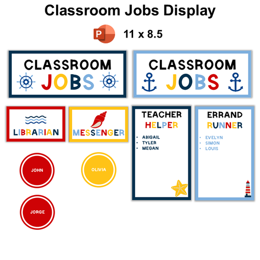 Classroom Jobs Display - Nautical | Editable