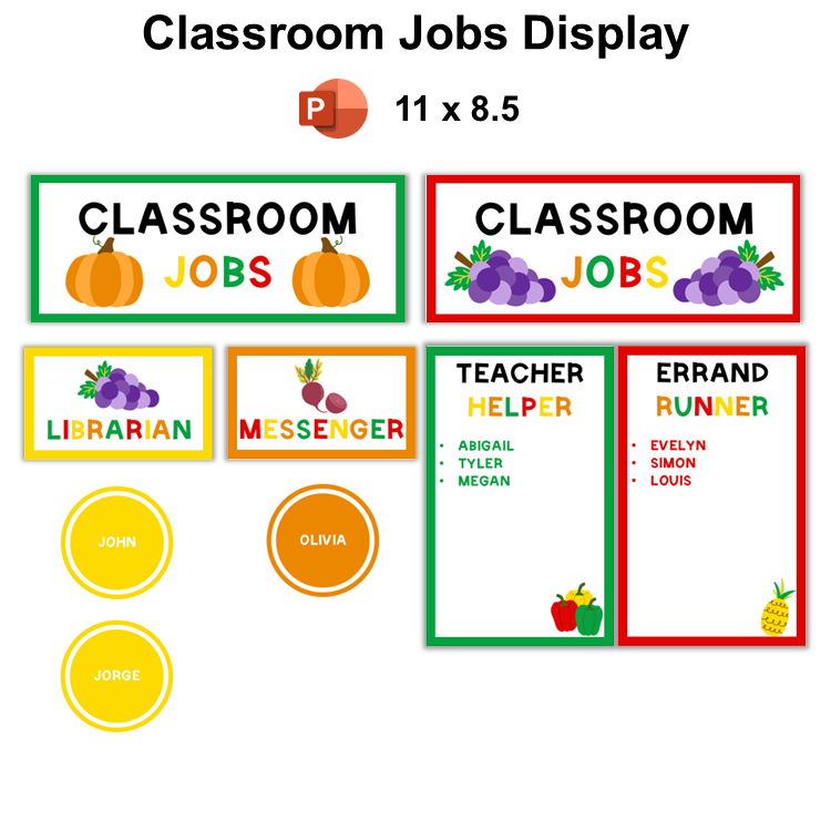 Classroom Jobs Display - Healthy Eating | Editable