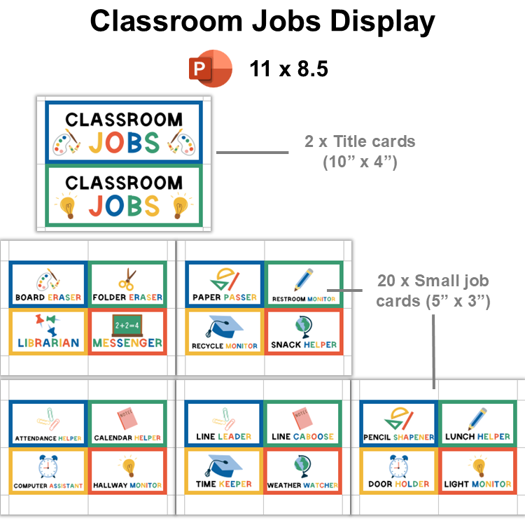 Classroom Jobs Display - School Supplies | Editable