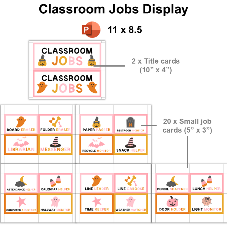 Classroom Jobs Display - Pink Halloween | Editable