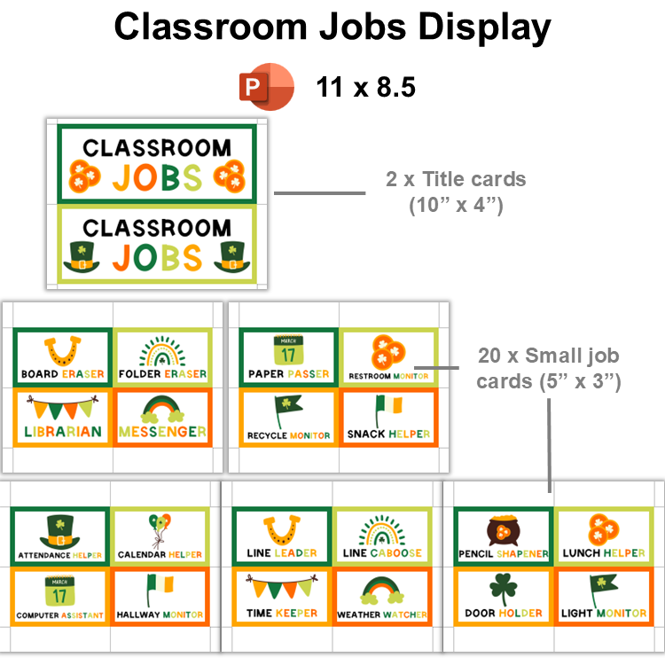 Classroom Jobs Display - St. Patrick's Day | Editable