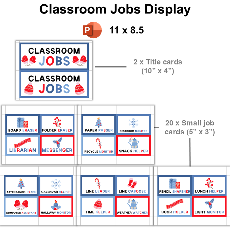 Classroom Jobs Display - Blue Winter | Editable