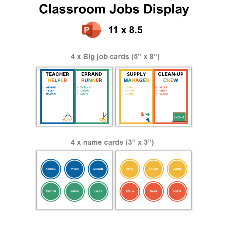 Classroom Jobs Display - School Supplies | Editable