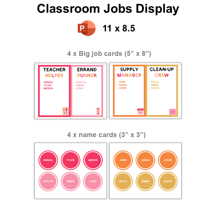 Classroom Jobs Display - Pink Valentine | Editable