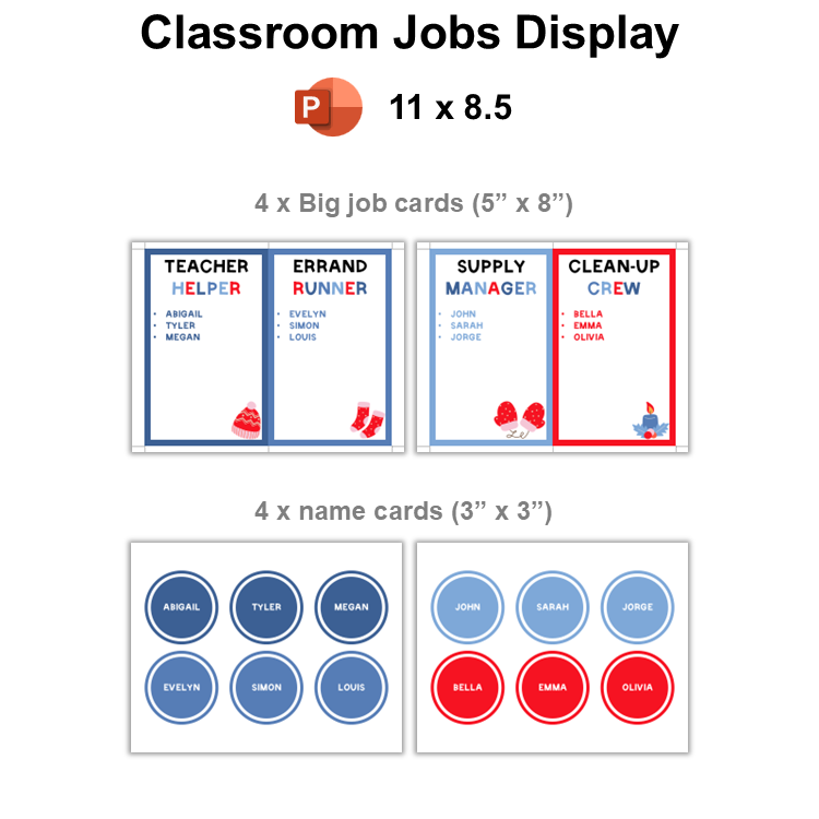 Classroom Jobs Display - Blue Winter | Editable