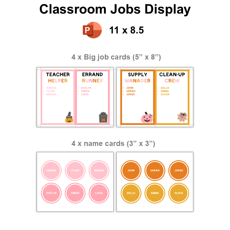 Classroom Jobs Display - Pink Halloween | Editable