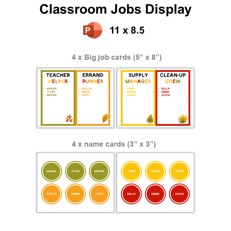 Classroom Jobs Display - Autumn Leaves | Editable