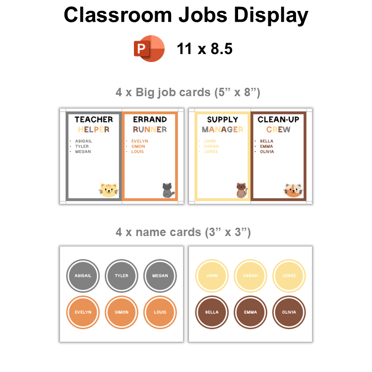 Classroom Jobs Display - Little Cat | Editable