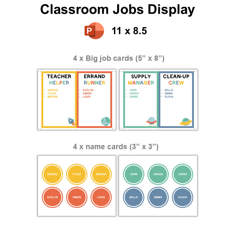 Classroom Jobs Display - Space | Editable