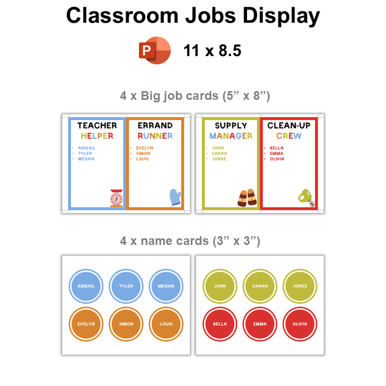 Classroom Jobs Display - Colorful Baking | Editable