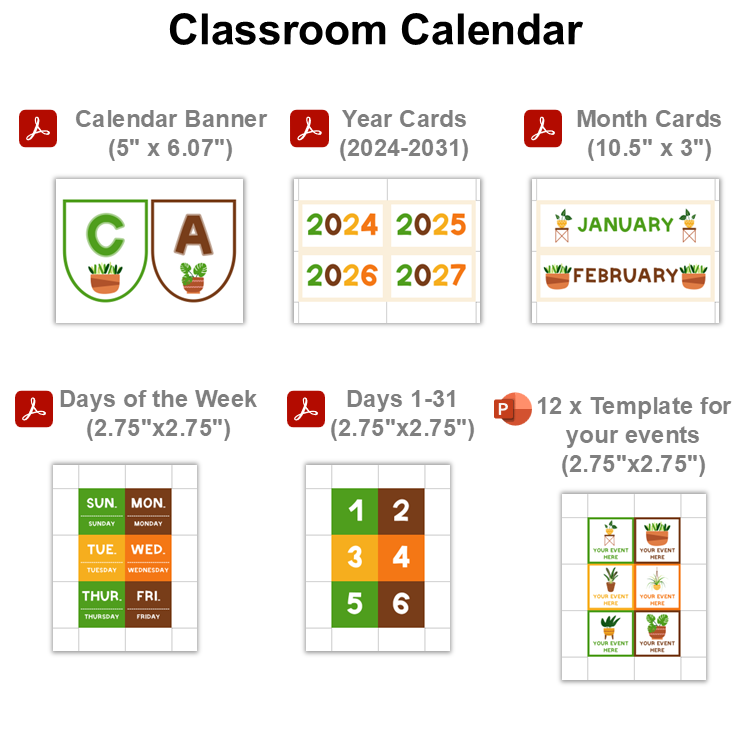 Classroom Calendar - Indoor Plants | Editable