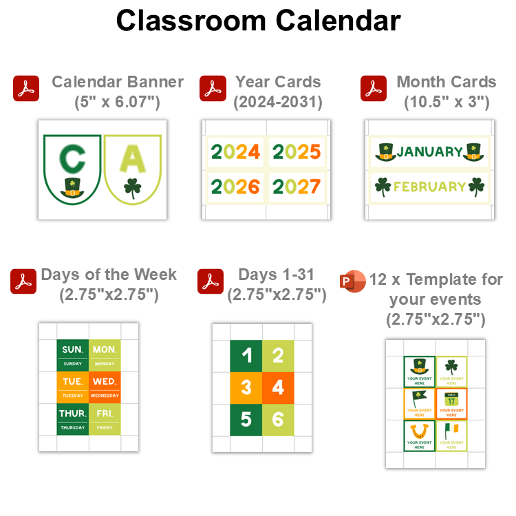 Classroom Calendar - St. Patrick's Day | Editable