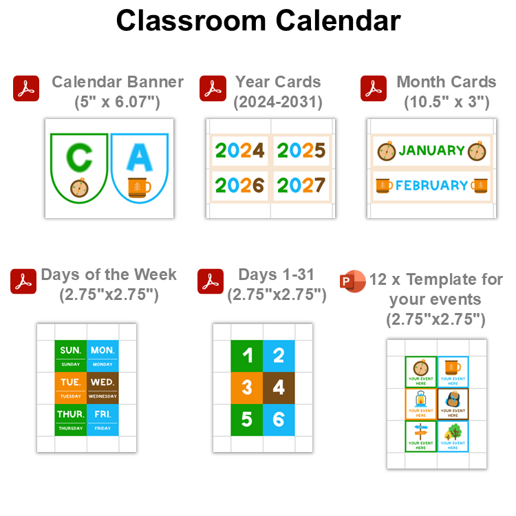 Classroom Calendar - Camping | Editable