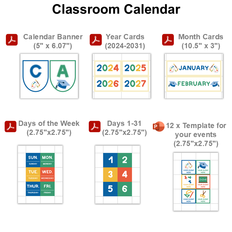 Classroom Calendar - School Supplies | Editable