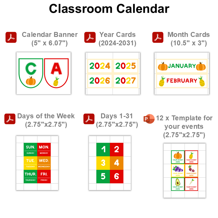 Classroom Calendar - Healthy Eating | Editable