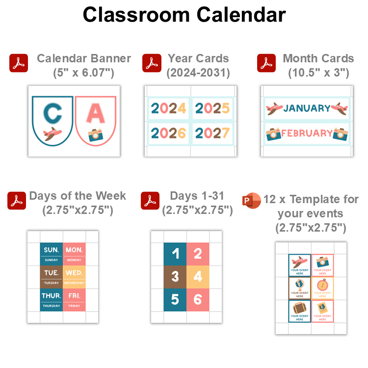 Classroom Calendar - Travel the World | Editable
