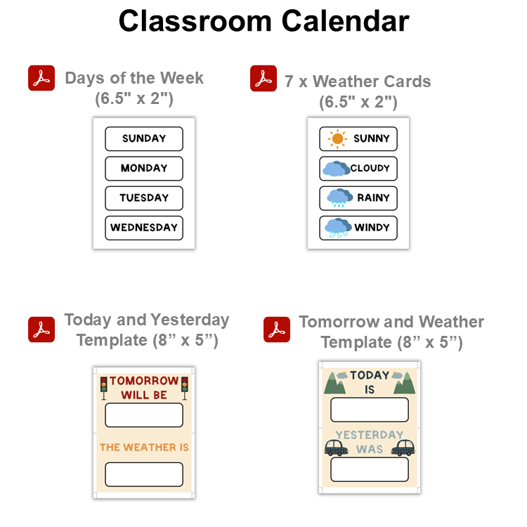 Classroom Calendar - Little Town | Editable