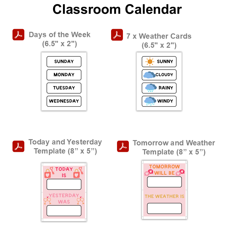 Classroom Calendar - Pink Valentine | Editable