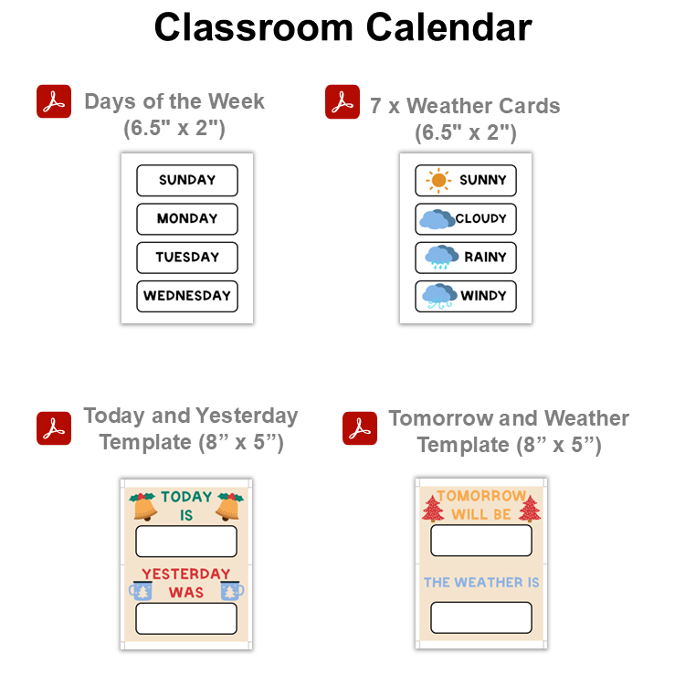 Classroom Calendar - Bright Christmas | Editable