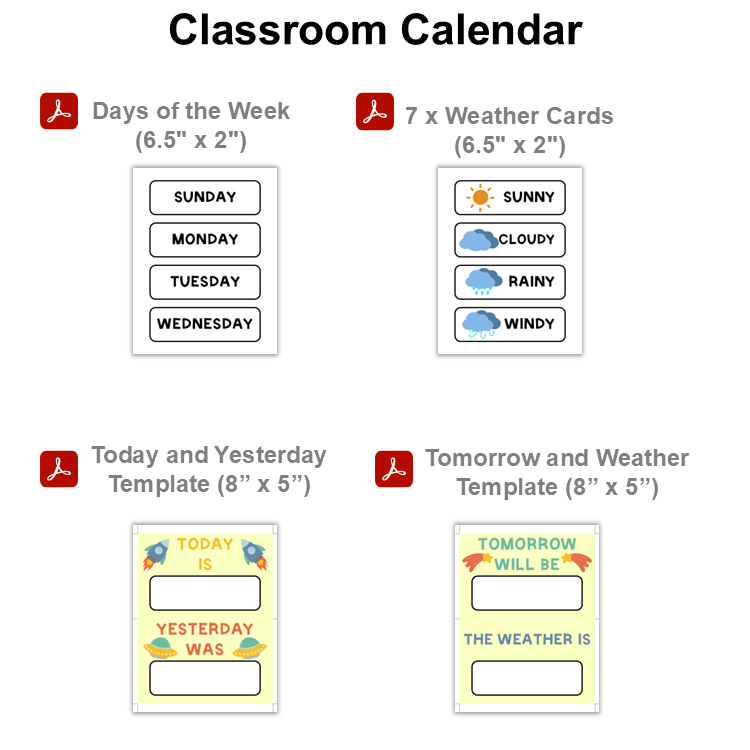 Classroom Calendar - Space | Editable