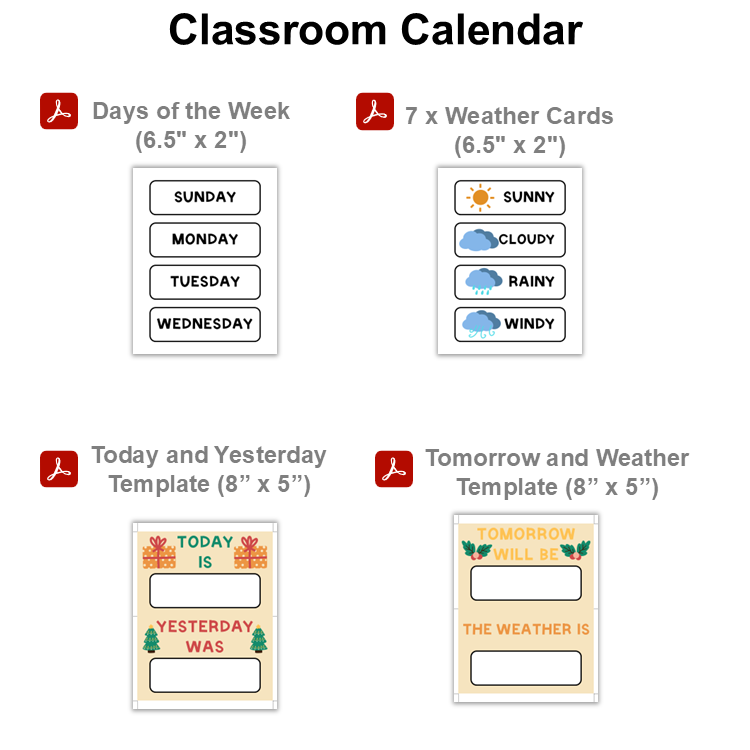 Classroom Calendar - Cute Christmas | Editable