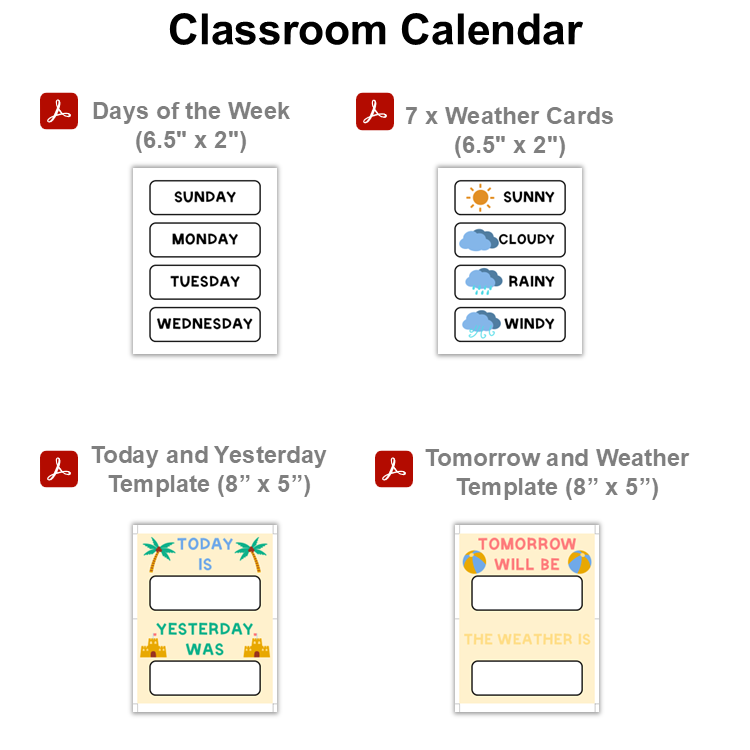 Classroom Calendar - Summer Beach | Editable