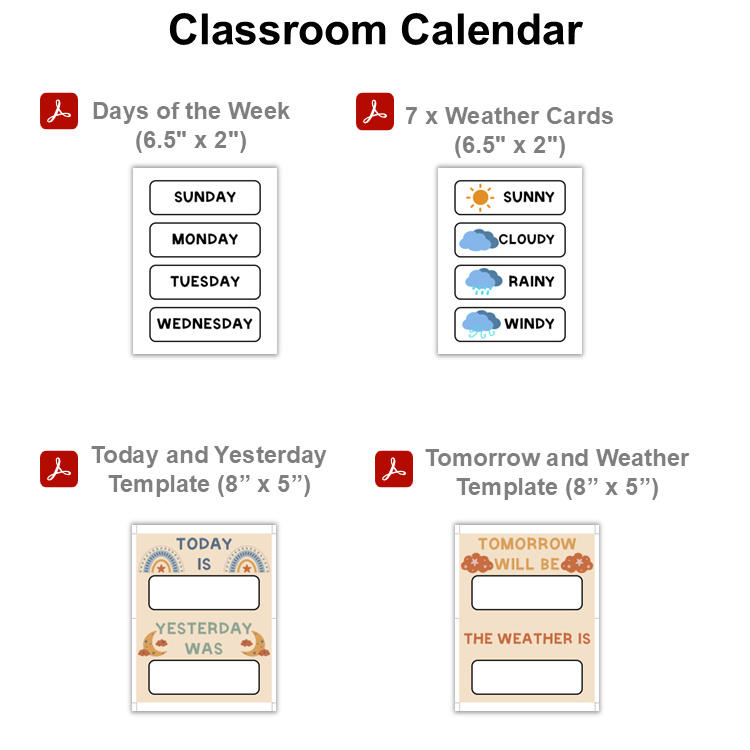 Classroom Calendar - Neutral Rainbow | Editable