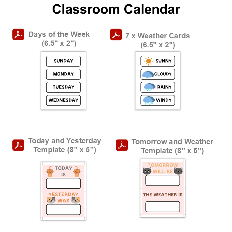 Classroom Calendar - Little Cat | Editable