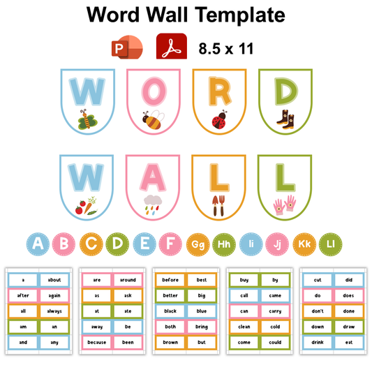 Word Wall Template - Colorful Spring | Editable