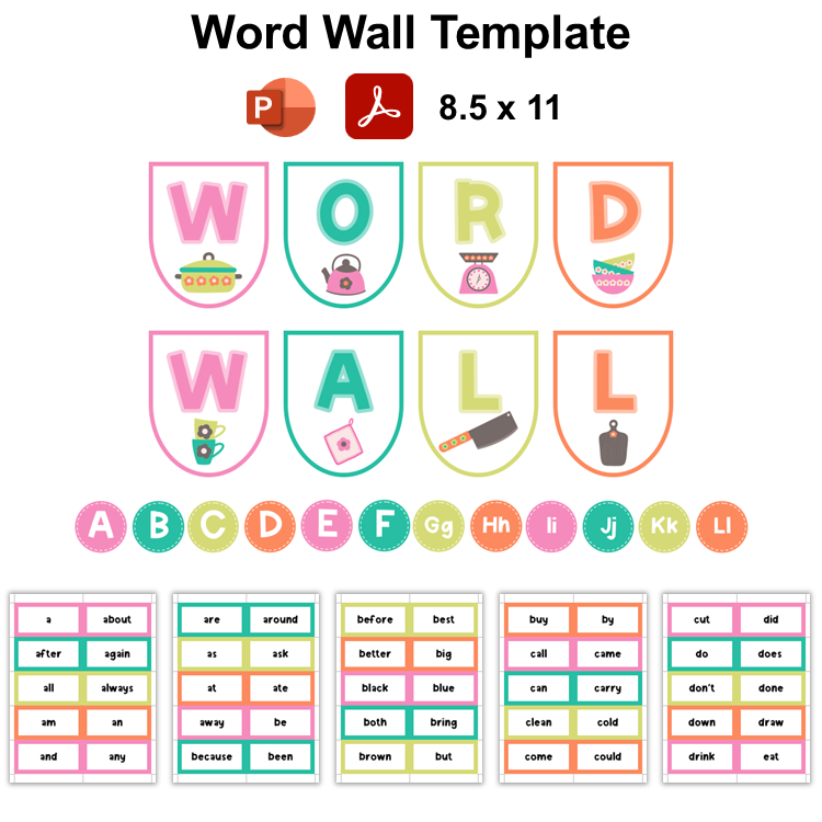 Word Wall Template - Kitchen Utensils | Editable