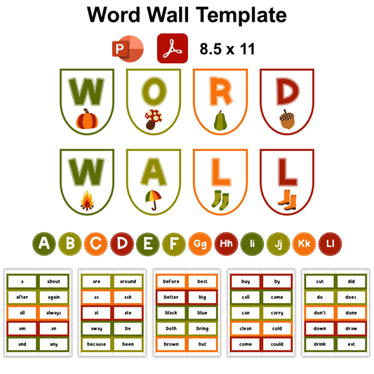 Word Wall Template - Hello Fall | Editable
