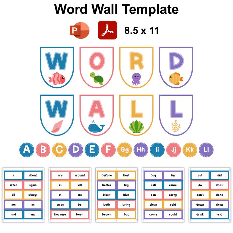 Word Wall Template - Under the Sea | Editable
