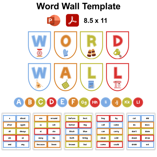 Word Wall Template - Colorful Baking | Editable