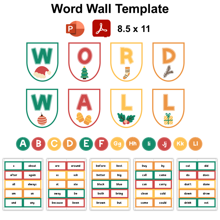 Word Wall Template - Cute Christmas | Editable