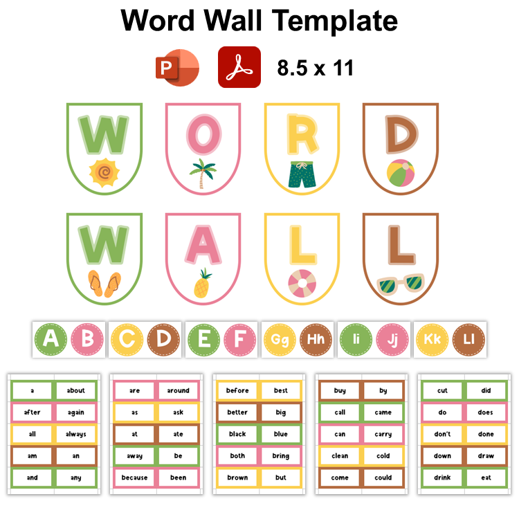 Word Wall Template - Hello Summer | Editable