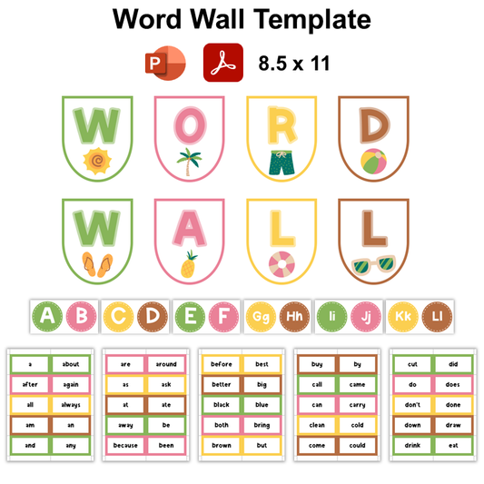 Word Wall Template - Hello Summer | Editable