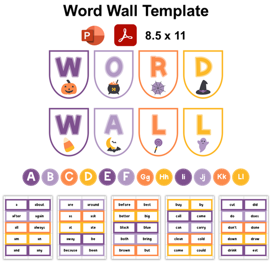 Word Wall Template - Purple Halloween | Editable