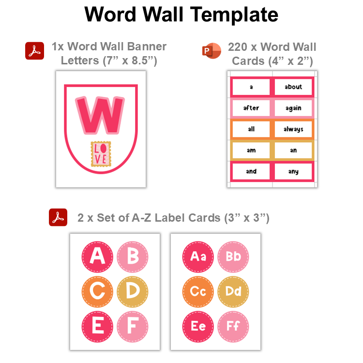 Word Wall Template - Pink Valentine | Editable