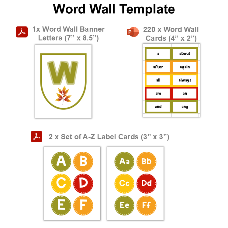 Word Wall Template - Autumn Leaves | Editable