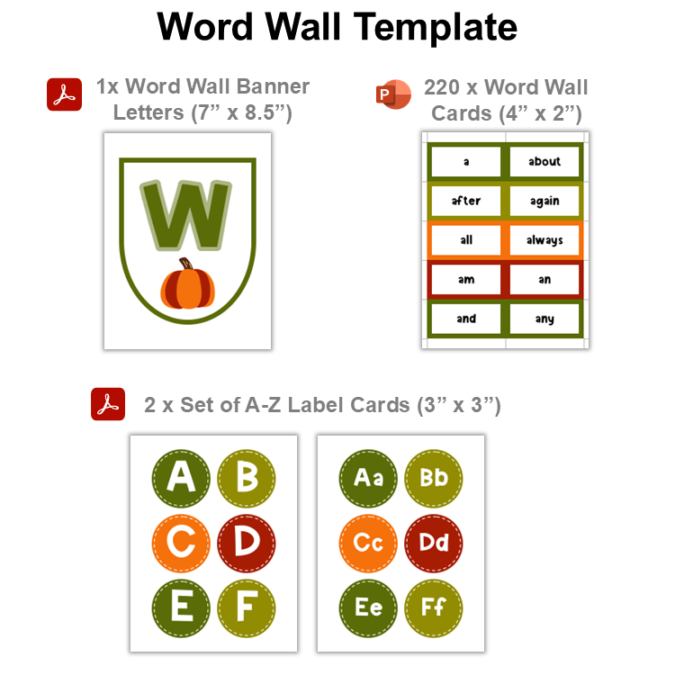 Word Wall Template - Hello Fall | Editable